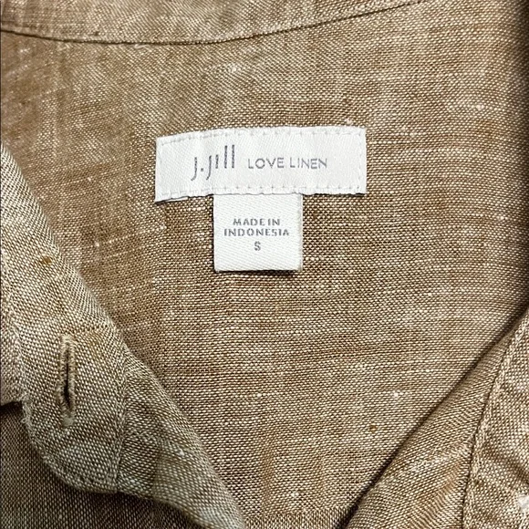 🌷J. Jill Love Linen Classic Button Down Shirt Light Brown/Beige - Picture 9 of 11